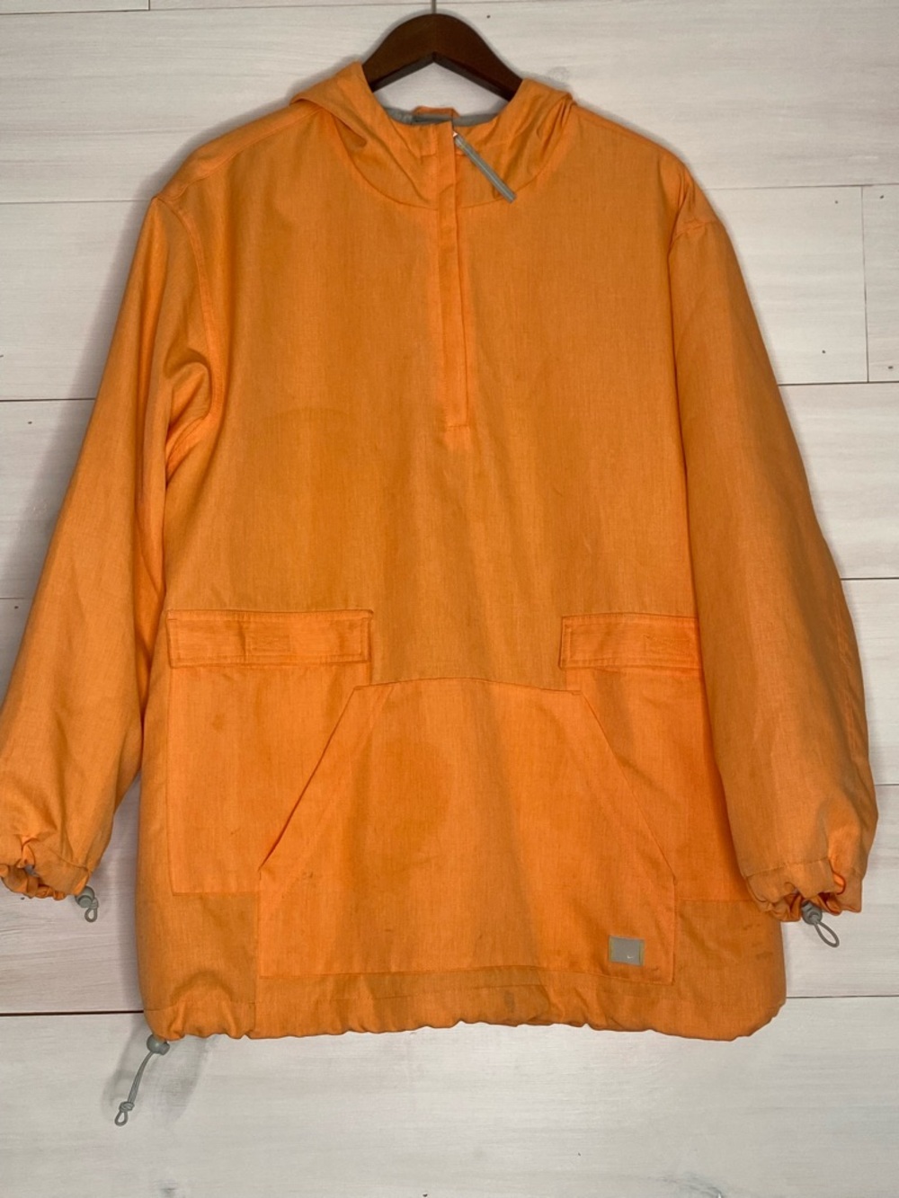 Nike Women’s Orange Anorak Hooded Windbreaker Pullover Jacket - Size Medium Y2K